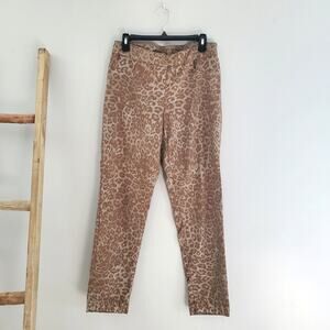 Slim-Sation By Multiples Straight Leg Leopard Print Pants Size 12